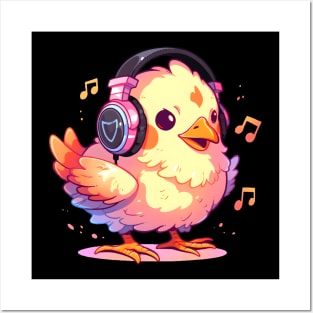 Chick With Headphones Posters and Art